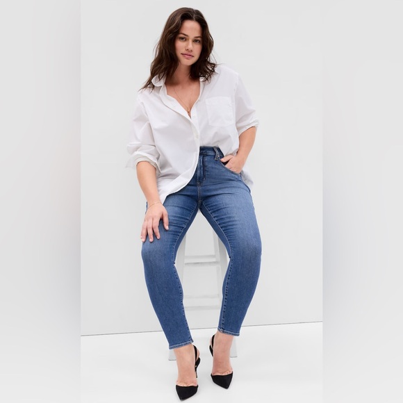 Gap High Rise True Skinny Jeans, 32 Tall, Medium Indigo - Picture 8 of 9